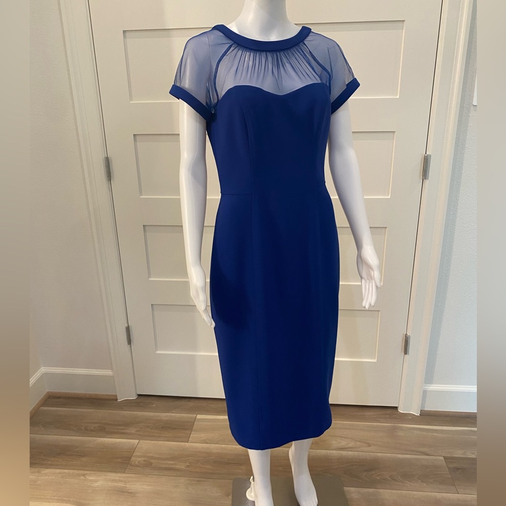 Maggie London Dress 
Size 6 - Midi length - Sheer top w/V-back exposed zipper